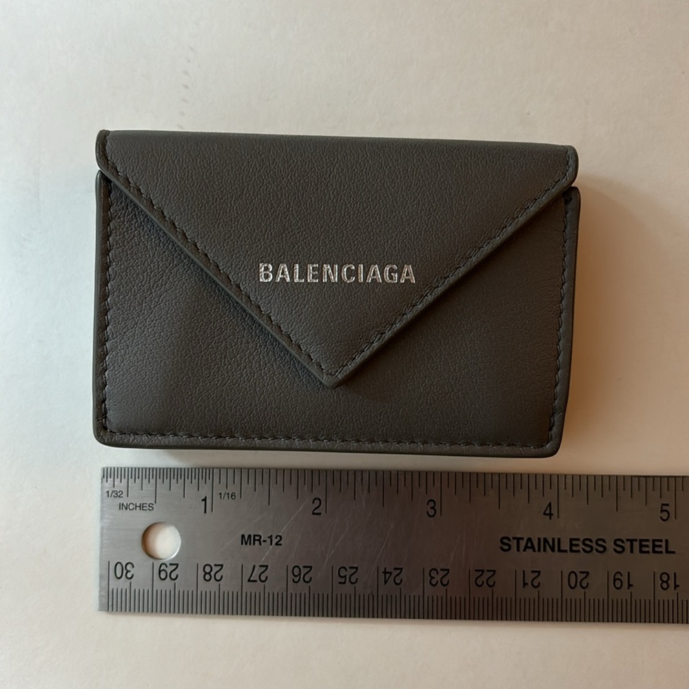 Balenciaga Papier mini leather wallet in Gray